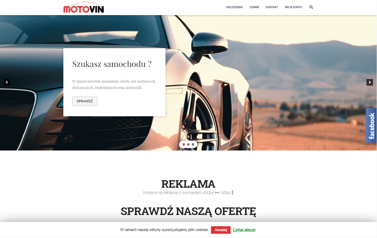 view of the Motovin website