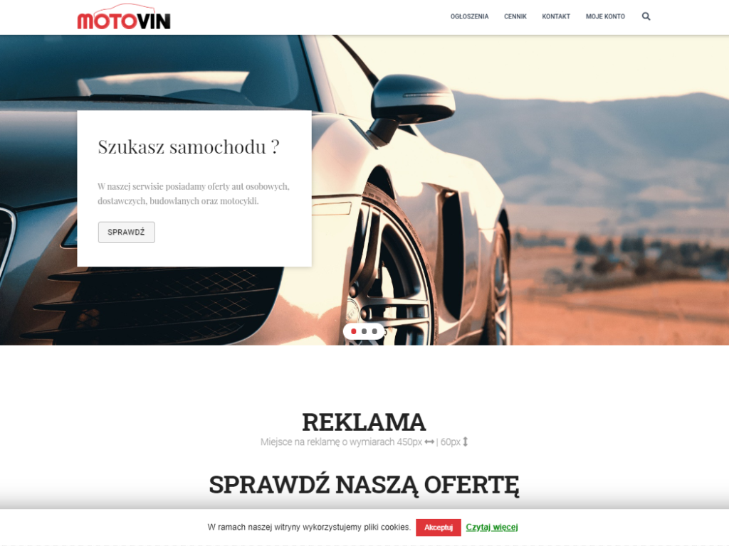 view of the Motovin website
